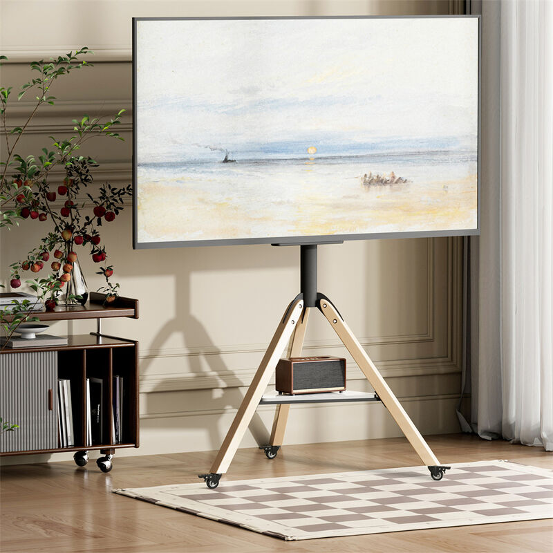 Adjustable Swivel Tripod Corner TV Stand w/Shelf Reliable Home Office TV Lifter image number 2