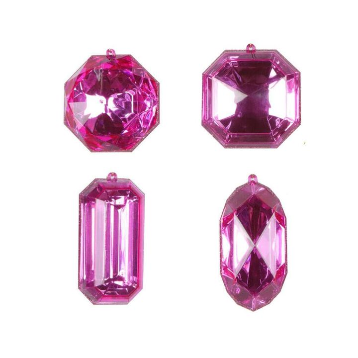 Vickerman 775257-4-5" Mauve Jewel Glitter Christmas Tree Ornament Assortment (4 Pack) (MT233245)