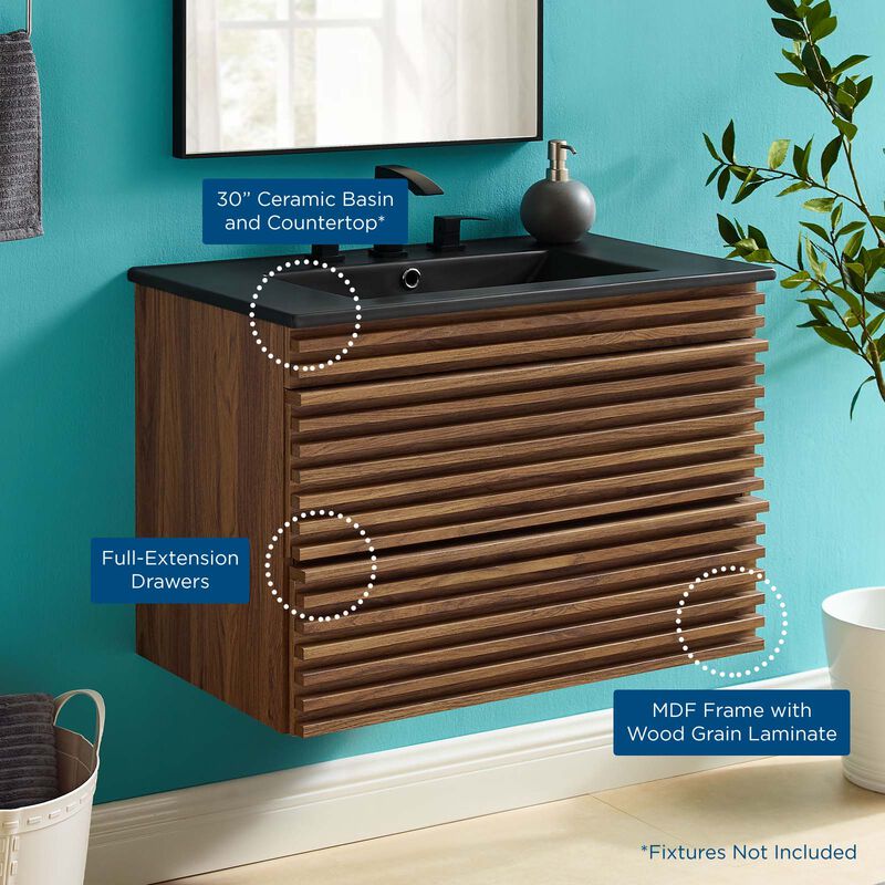 Render 30" Wall-Mount Bathroom Vanity image number 8
