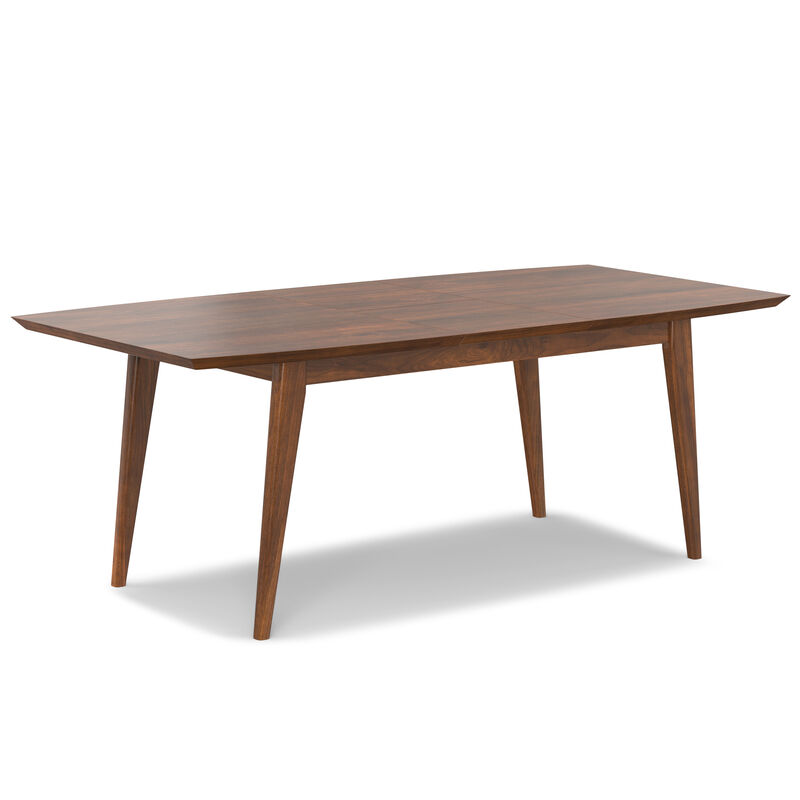 Draper 66-84 inch x 40 inch Rectangle Mid Century Modern Extendable Dining Table in Walnut Veneer
