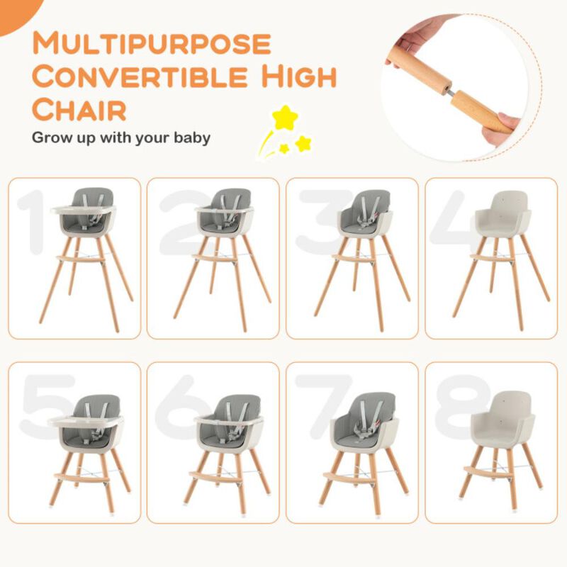 Hivvago 3-in-1 Convertible Wooden High Chair with Cushion
