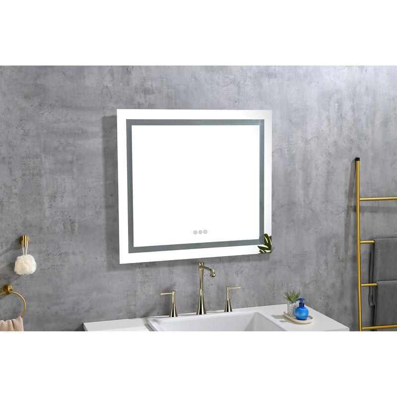 LED Bathroom Mirror with Frontlit and Backlit Wall-Mounted Vanity Mirror with Smart Touch Button for Custom Lighting