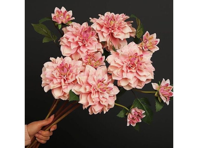 5 Pack Artificial Dahlia Flower Stems Long Stem Wedding Centerpiece Decor image number 1