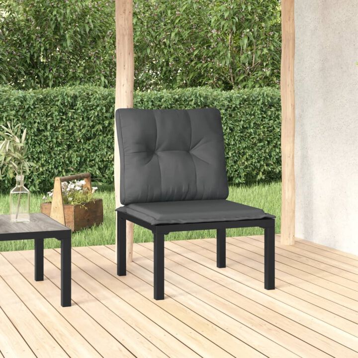 vidaXL Patio Chair with Cushions Black and Gray Poly Rattan
