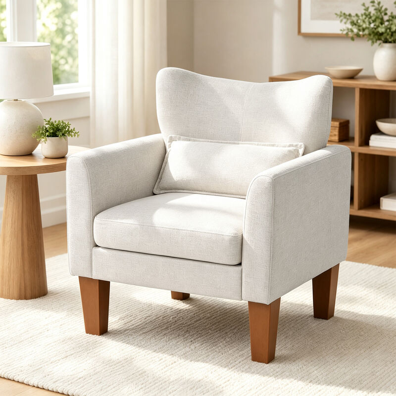 Upholstered Accent Chair with Removable Cushion and Pillow for Bedroom image number 3