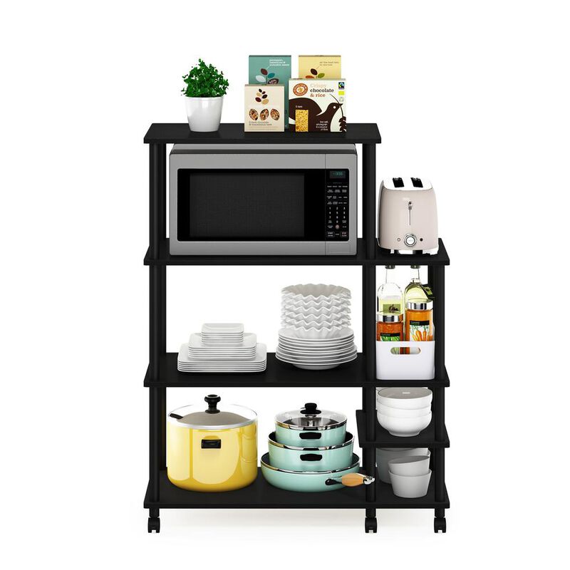 Furinno Turn-N-Tube 4-Tier Toolless Kitchen Wide Storage Shelf Cart, Americano/Black