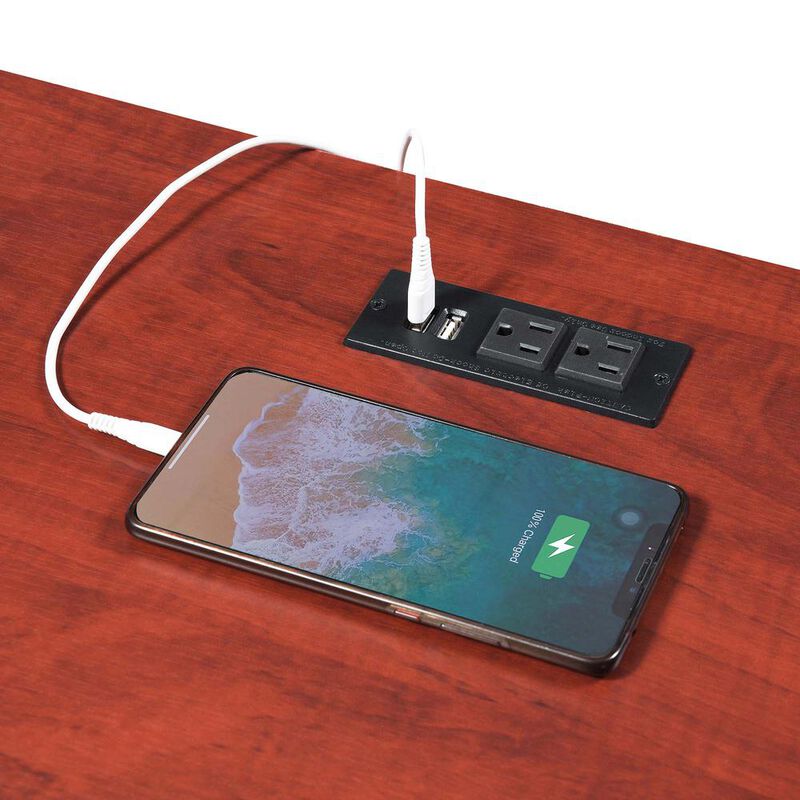 Convenience Concepts Designs2Go Trestle Desk with Charging Station, Cherry