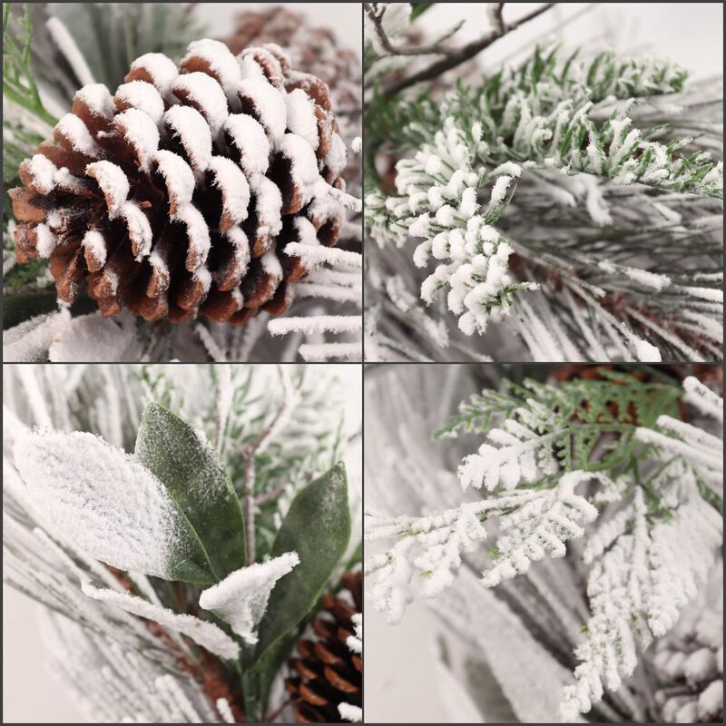 6ft Lush Snow-Frosted Pine Garland - Holiday Home Decor, Artificial Snow Pine Leaves, Festive Christmas Garland, Seasonal Mantle Decoration