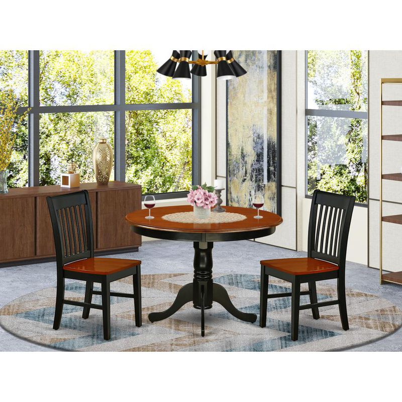 East West Furniture Dining Room Set Black & Cherry, HLNO3-BCH-W