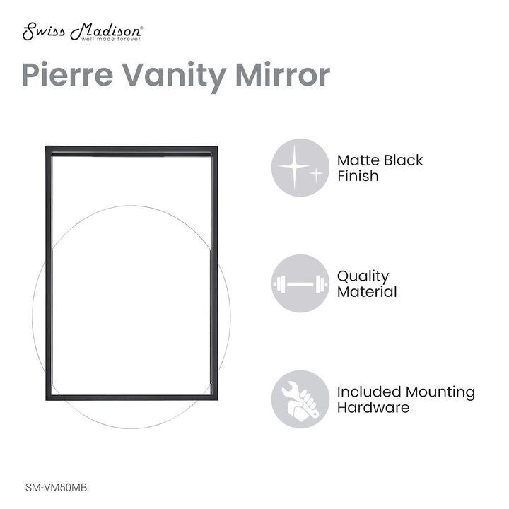 Swiss Madison Pierre 24" x 36" Bathroom Mirror with Frame