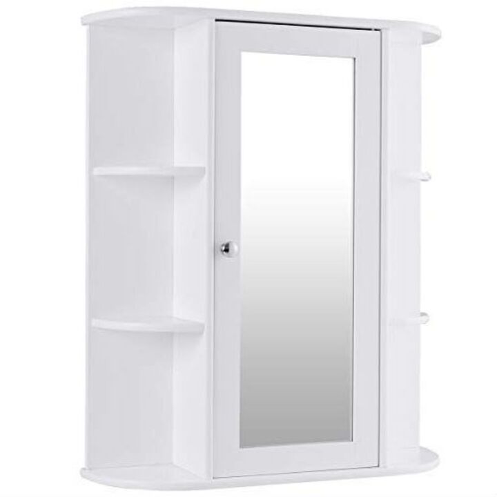 QuikFurn White Bathroom Wall Mounted Medicine Cabinet with Storage Shelves