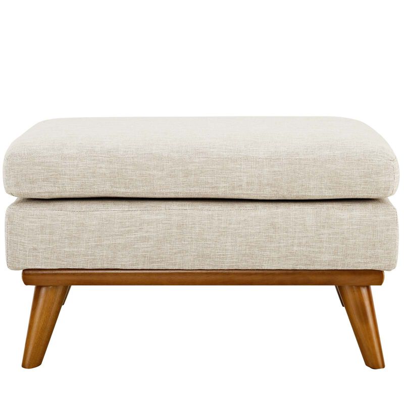 Modway Engage Mid-Century Modern Upholstered Fabric Ottoman in Beige image number 2
