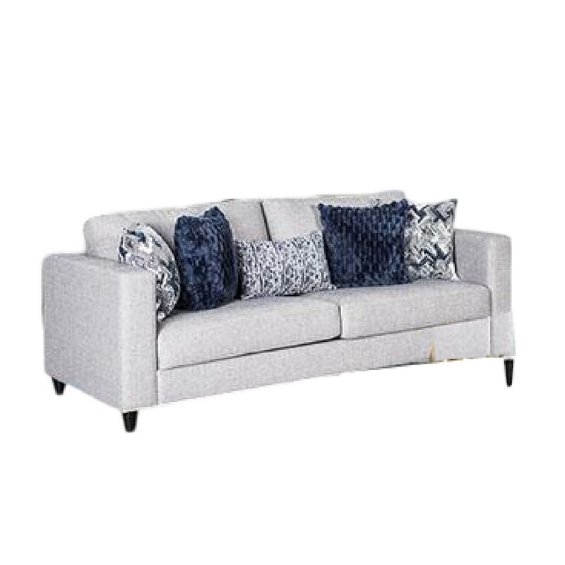 Harie 2pc Sofa and Loveseat Set, 9 Accent Pillows, Light Gray Chenille - Benzara