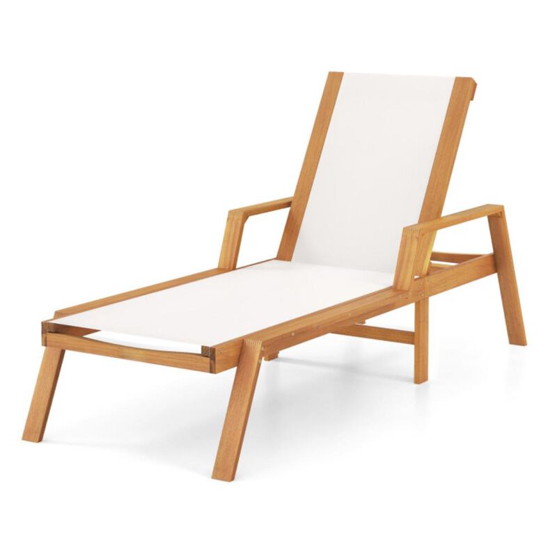 Hivvago Patio Chaise Lounge Chair with Armrests and Fabric Seat for Backyard