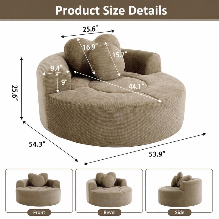 GOODSILO Multi-functional Round Memory Foam Sectional Convertible Sofa Bed Cloud Couch for Small Living Spaces, Apartments and Offices