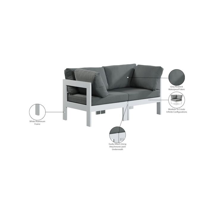 Meridian Furniture Nizuc Grey Water Resistant Fabric Outdoor Patio Modular Sofa