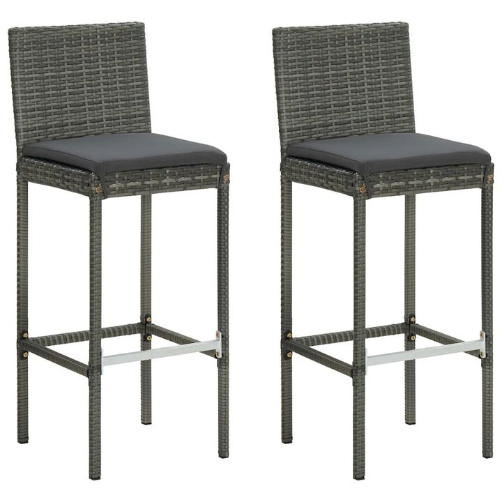Bar Stool Set of 2 Gray