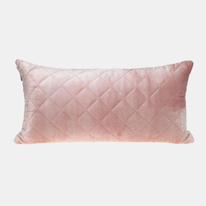 24" Pink Rectangular Cotton Transitional Quilted  Throw Pillow