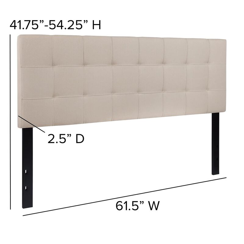 Flash Furniture Bedford Tufted Upholstered Queen Size Headboard in Beige Fabric