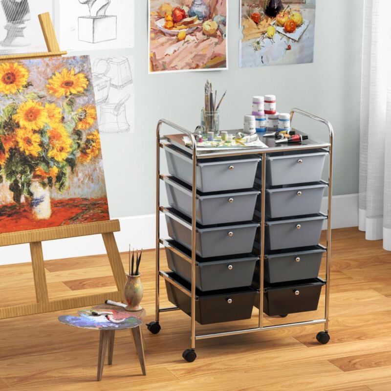Hivvago 10-Drawer Rolling Storage Cart