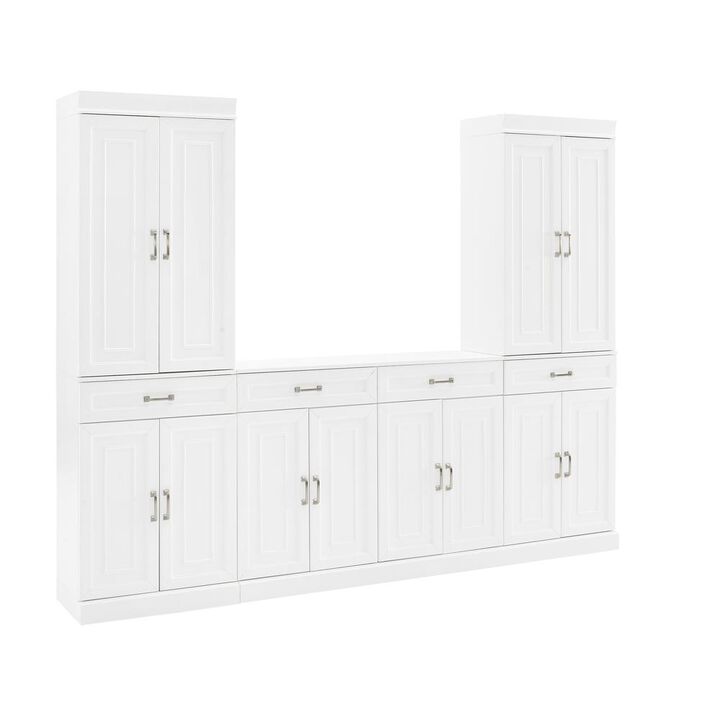 Crosley Furniture Stanton 3Pc Sideboard And Pantry Set White - Sideboard & 2 Pantries