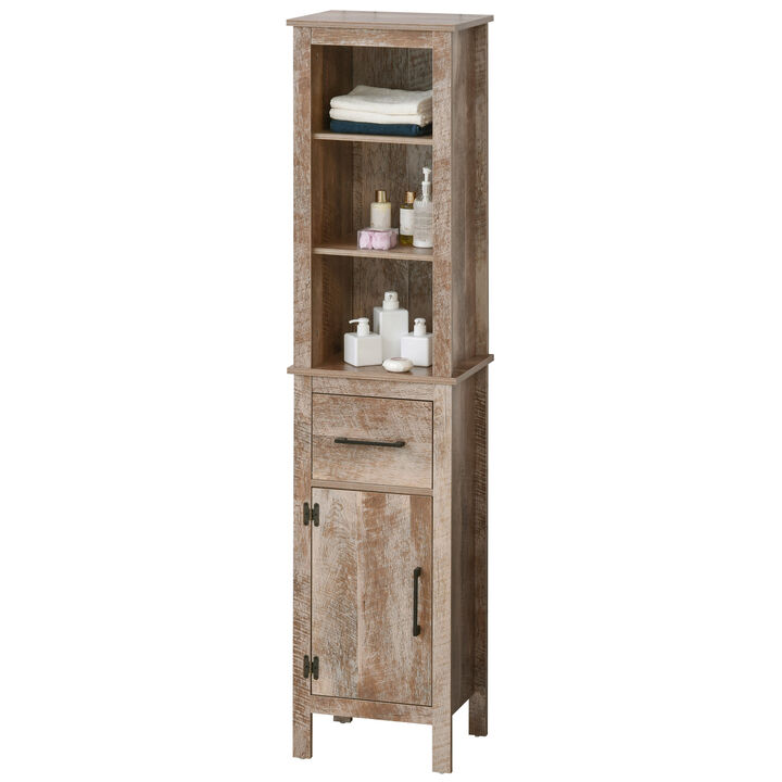 Freestanding Wood Restroom Storing Cabinet Organizer Unit with Adjusting Shelves
