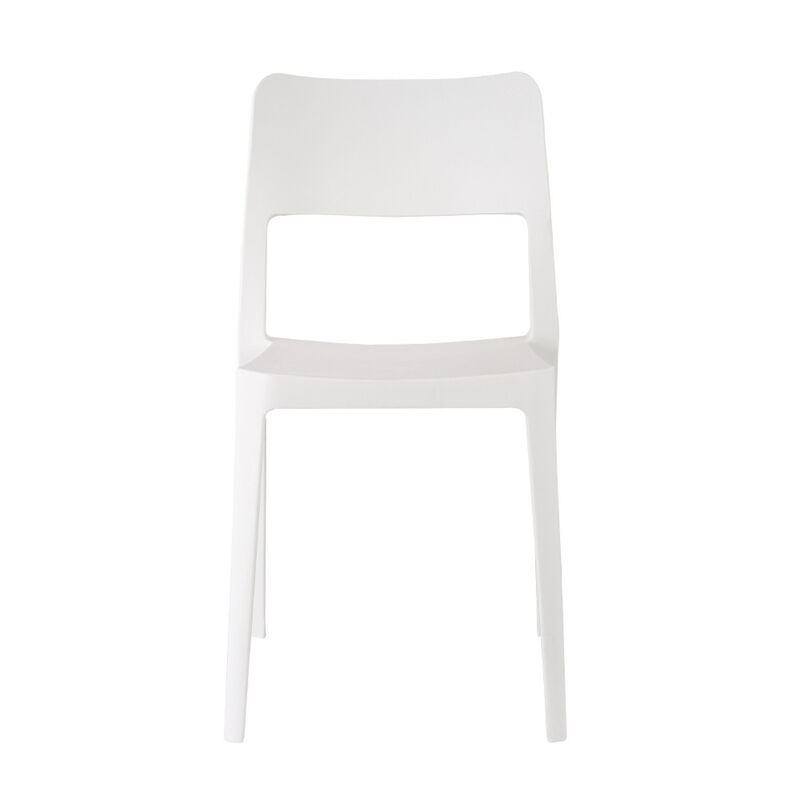 HomeRoots Set of Two White Heavy Duty Plastic Outdoor Stacking Accent Chairs image number 4