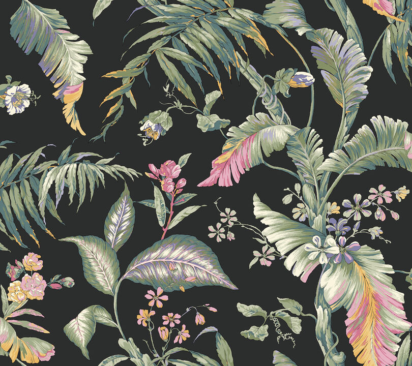 Fiji Garden Black Peel & Stick Wallpaper (Set of 2)