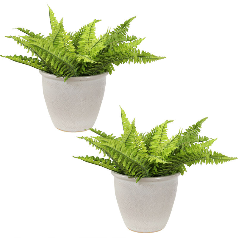 Sunnydaze 11 in Ocean Villa Glazed Ceramic Planter - Set of 2