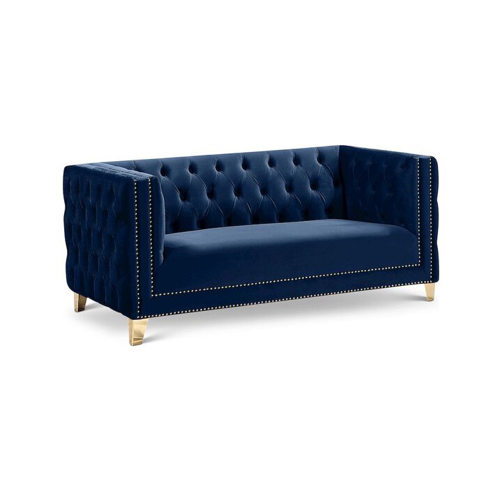 Meridian Furniture Michelle Navy Velvet Loveseat