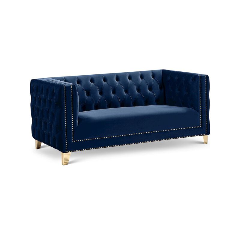 Meridian Furniture Michelle Navy Velvet Loveseat