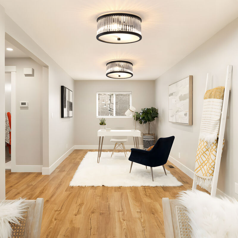 Modern 2-Light Flush Mount Ceiling Light with Clear Glass image number 5