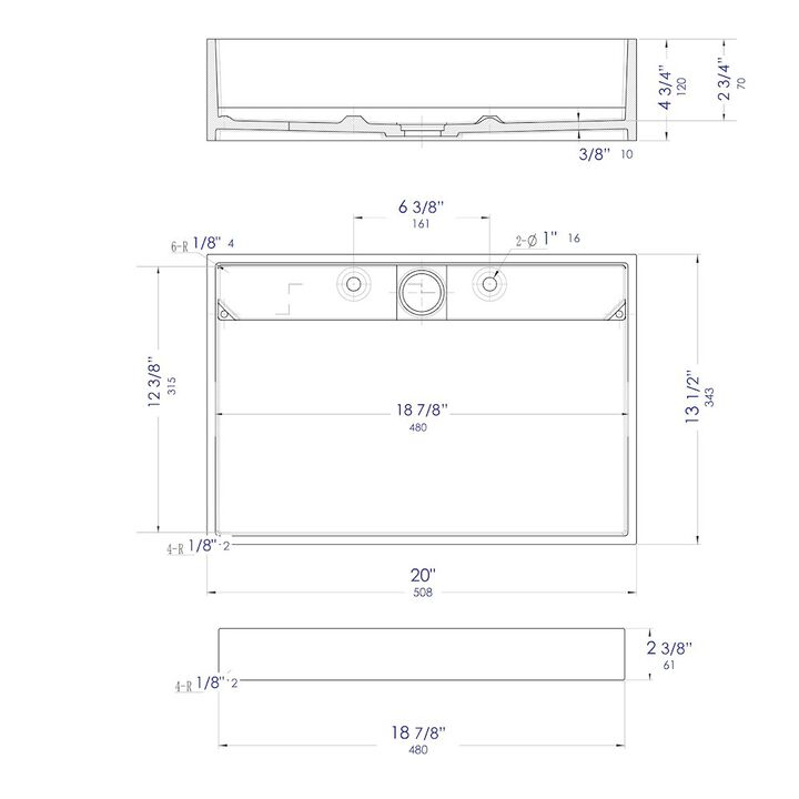 ALFI brand 20 x 14 White Matte Solid Surface Resin Sink