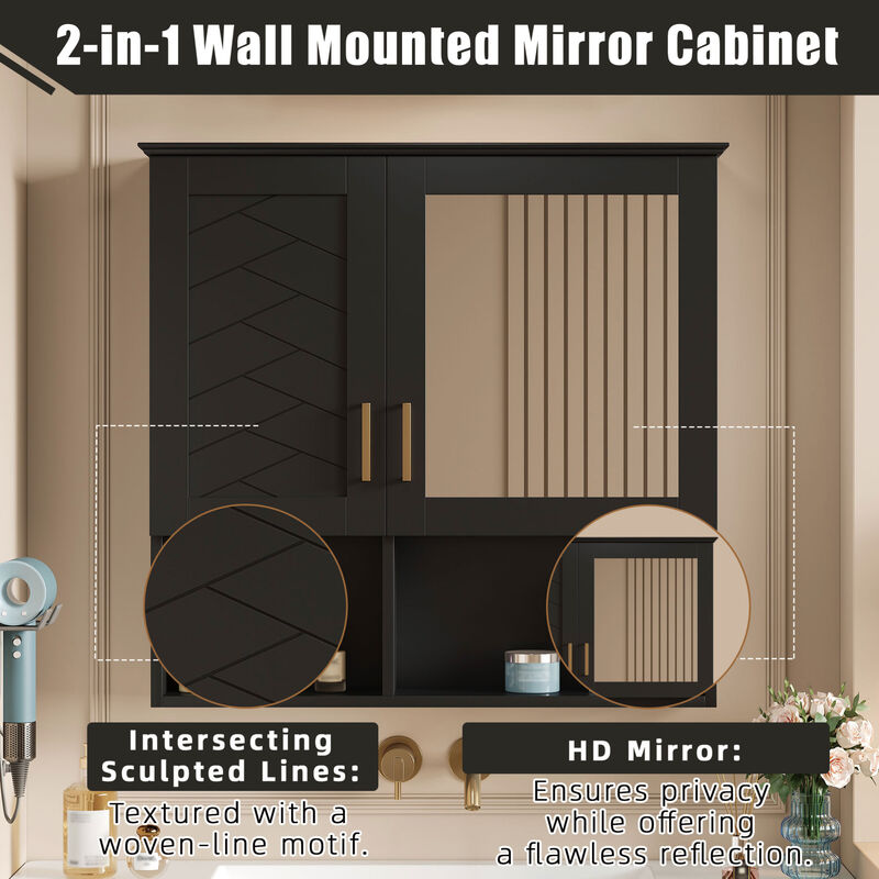 ELEMENT ACE Versatile Wall Mounted Medicine Cabinet with Adjustable Shelves and Soft Close Doors for Modern Bathroom Storage Solutions image number 4