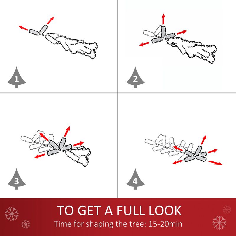 6ft Pre-Lit Snow-Flocked Slim Douglas Fir Artificial Christmas Tree with Realistic Branches