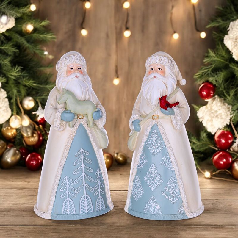 Set of 2 Santa Figurines for Christmas Décor