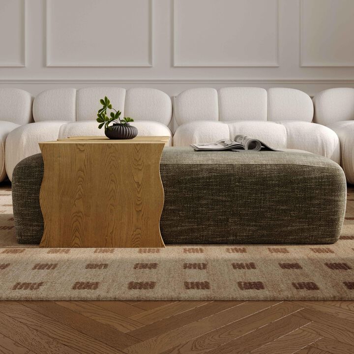 Tov Furniture Spencer Performance Basketweave Ottoman with Bridge Table (Green)