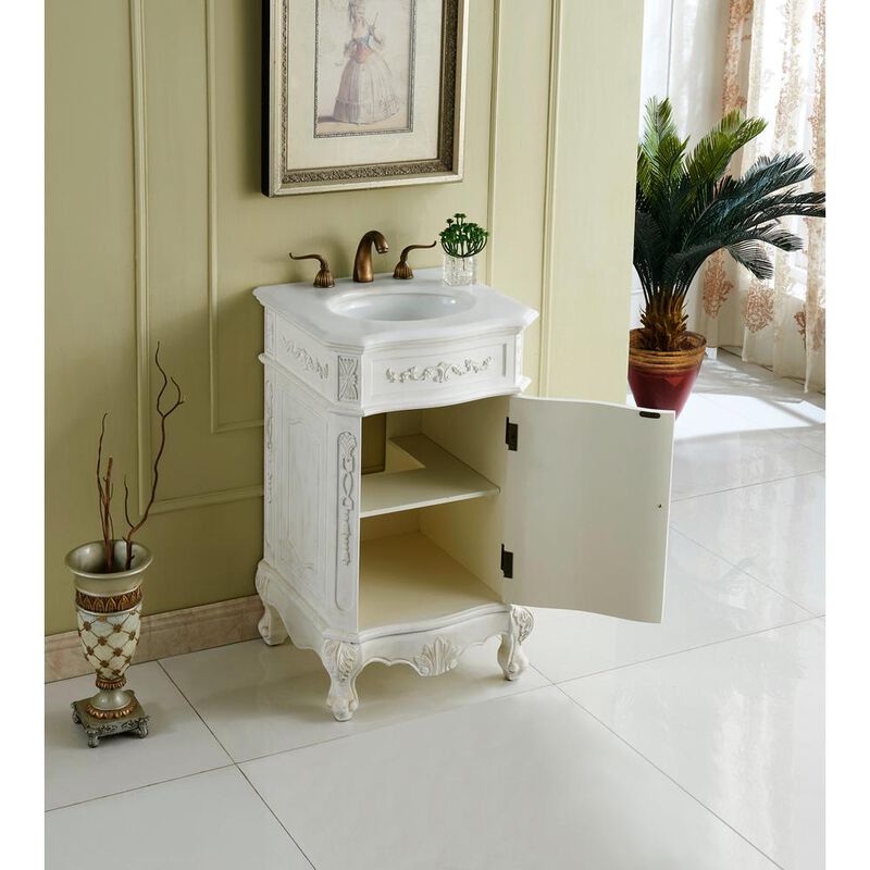 Elegant Kitchen and Bath 21 inch Single Bathroom vanity in Antique White