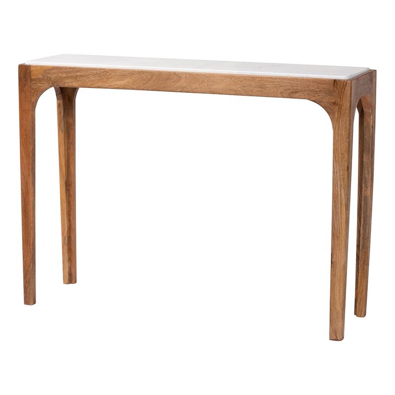 Baxton Studio Lluvia Slim Marble Console Table - Modern Accent Table with Mango Wood Frame for Entryway, Hallway, or Living Room image number 0