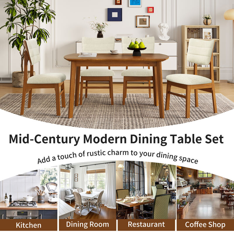 Whisen 4-Piece 16.9inch Upholstered Dining Chairs, Solid Rubber Wood Foam Mid-Century Modern for Kitchen Dining Room image number 5