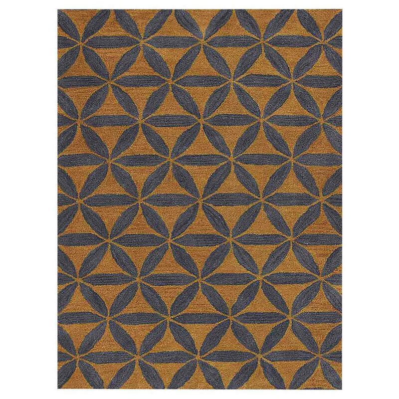 RUGSOTIC CARPETS HAND TUFTED WOOL ECO-FRIENDLY AREA RUGS  - Rectangle Shape, Gold & Blue, Contemporary Modern Design, High Pile Handmade Area Rugs for Living Room, Bed Room (K00723) image number 0
