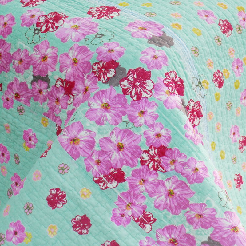 Queen Size 3-Piece Cotton Vermicelli Quilted Printed Quilt Set with Matching Pillow Shams image number 4