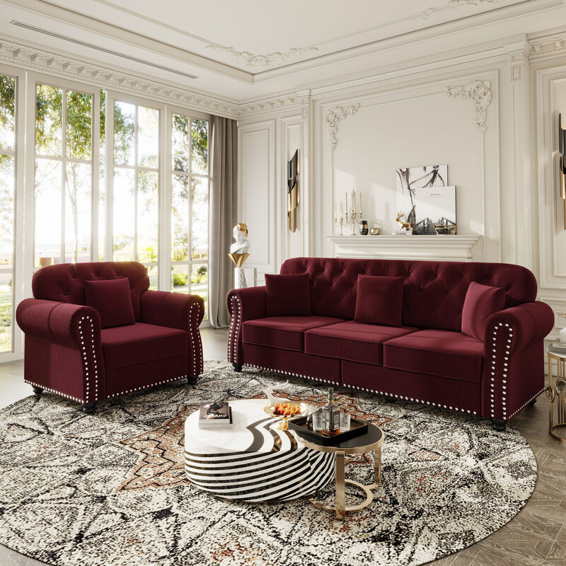 Upholstered Velvet Sofa 4 Seat image number 4