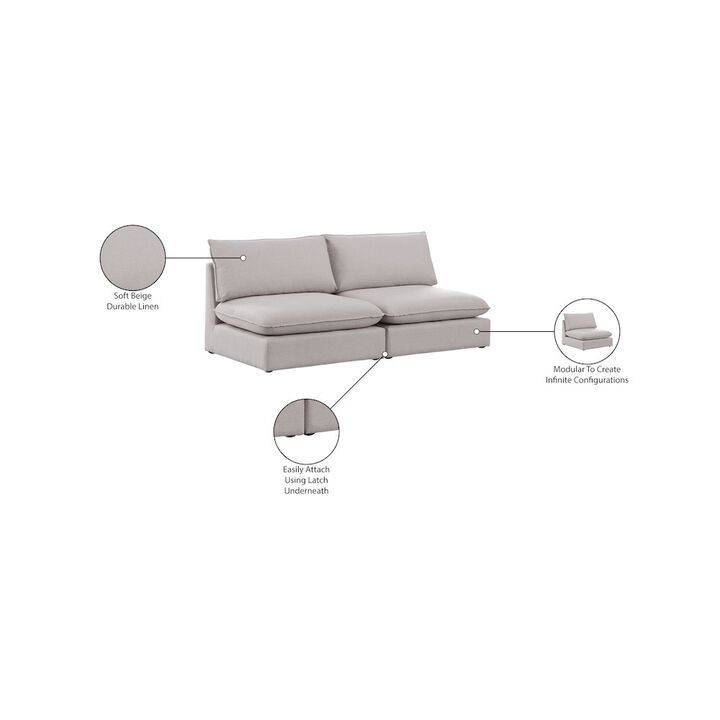 Meridian Furniture Mackenzie Beige Durable Linen Textured Modular Sofa