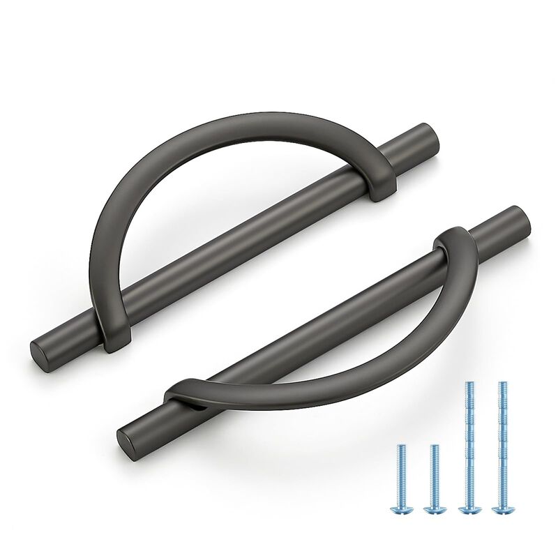 HOME EDIT Pearl Grey Cabinet Pulls, 5 Inch Hole Center, 128 mm, Curved Design Cabinet Handles for Kitchen,Cupboard, Drawer & Bat