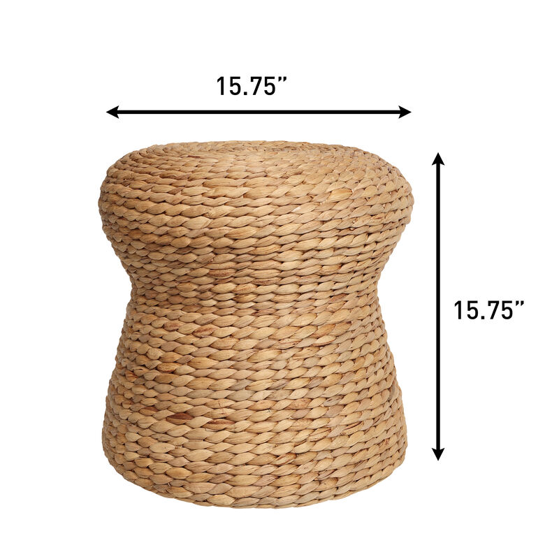 Alberto 18.5" Modern Bohemian Hand-Woven Hyacinth Mushroom Stool