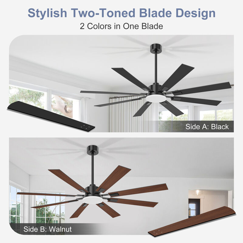 Breezary 72" LED Ceiling Fan with Light, 8 Plywood Blades, 6 Speeds, Remote Control image number 2