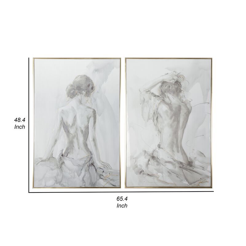 Tia 33 x 49 Hanging Wall Art Portrait Set of 2, Gray Feminine Figure Sketch image number 5