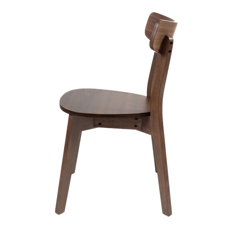 Aby Set of 2 Dining Side Chairs, Wooden Round Seat, Open Panel Back, Walnut Brown image number 2