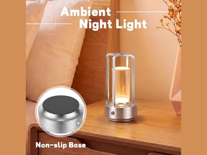 Table Lamp Set &ndash; 6 Pack Portable Silver LED Rechargeable Touch Light, 3‑Color Dimming image number 1